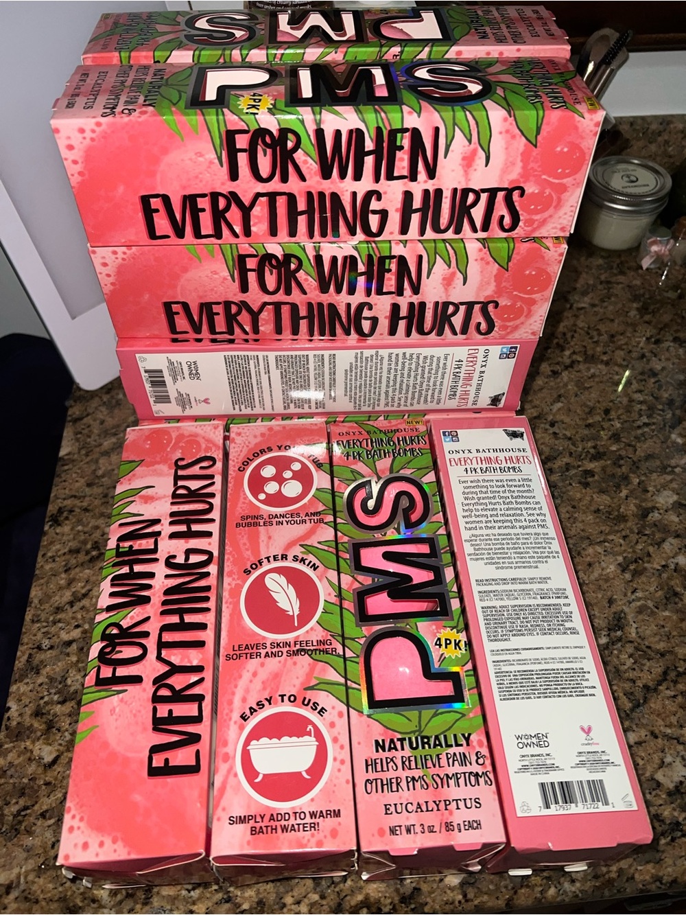 PMs Everything Hurts Eucalyptus Bath Bombs - 12 box bundle - Picture 2 of 4